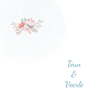 Stijlvolle mooie trouwkaart met tule en lieve bloemen voor jullie aanstaande bruiloft