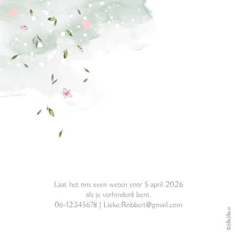 Botanische trouwkaart met foto en waterverf