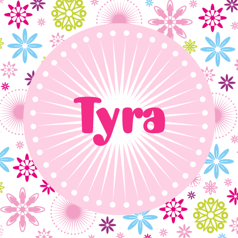 Grafisch retro geboortekaartje Tyra met vintage dessin ster en bloem