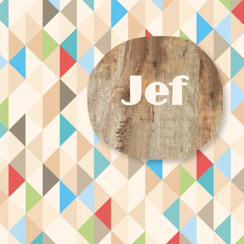 trendy geboortekaart Jef met steigerhout en grafisch dessin