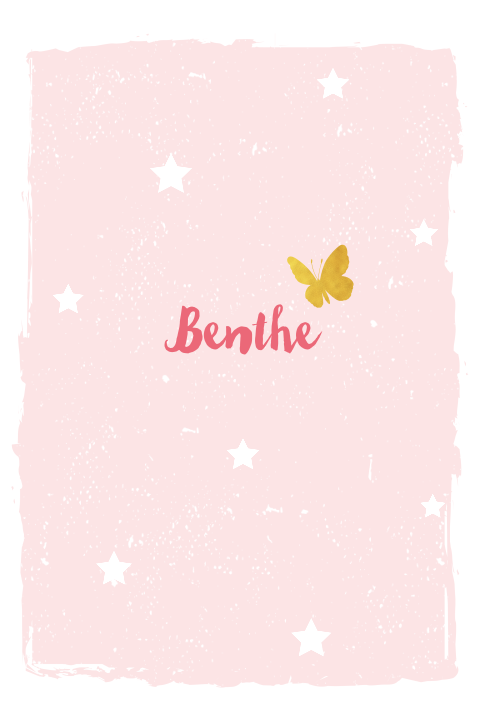 lief staand rouwkaartje voor kind met sterretjes en vlinder
