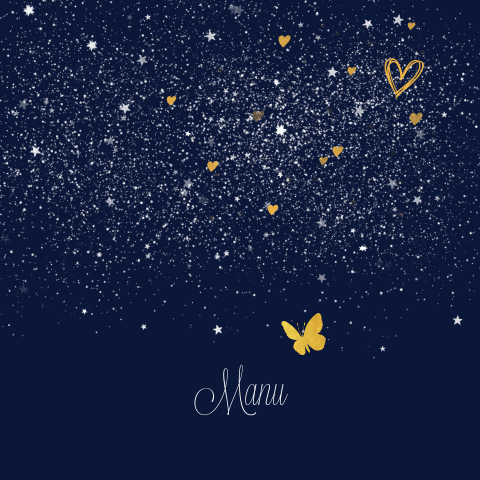 mooie rouwkaart met vlinder hartjes en sterretjes