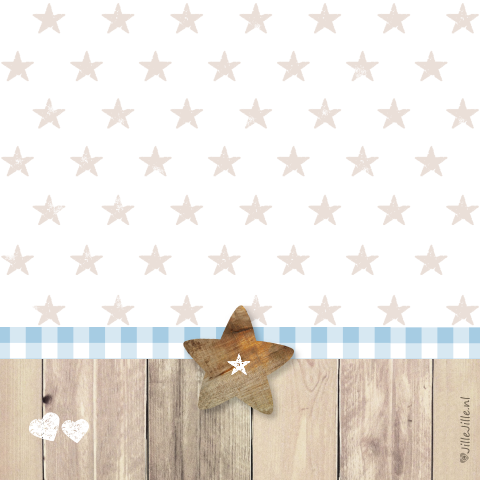 Mooi rouwkaartje voor kindje met steigerhout sterren en foto