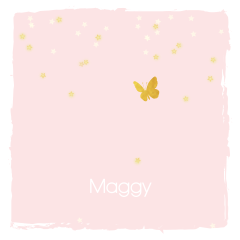 Lief rouwkaartje met gouden vlindertje en sterren confetti