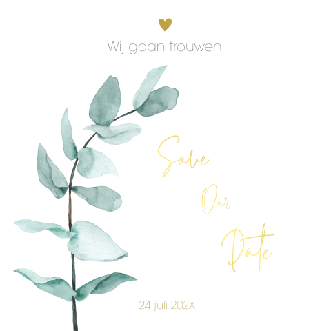 Save The Date Kaart Met Eucalyptus Ef