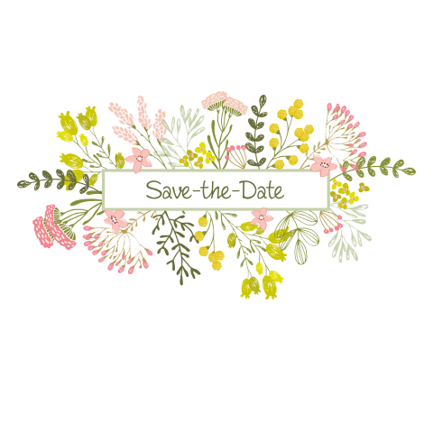 mooie stijlvolle save the date kaart met lieve bloemen rsvp-menukaart