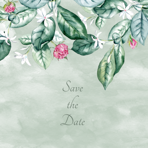 mooie stijlvolle trouwkaart met bloemen save the date