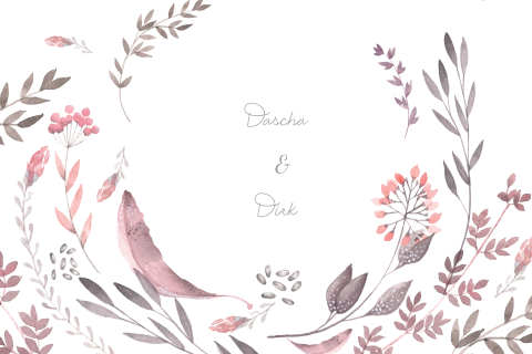 mooie liggende trouwkaart met aquarel bloemen