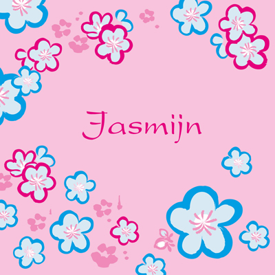 Lief geboortekaartje met chinese jasmijn bloemen voor meisje, ook voor adoptie