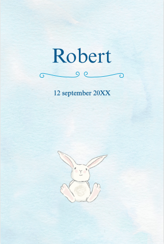 lief geboortekaartje met waterverf en schattig konijntje birth card