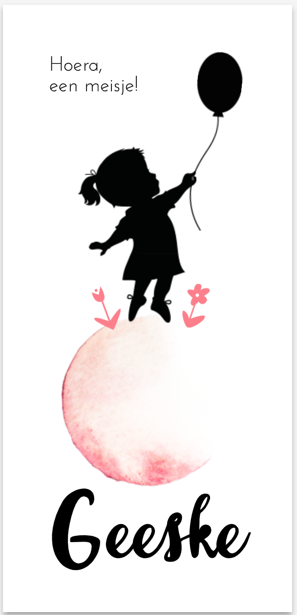 Schattige stoere silhouet geboortekaart met silhouet en confetti en wereldbol