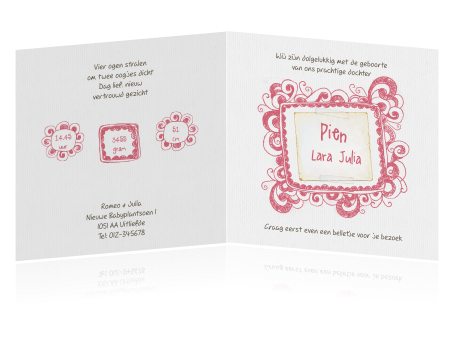 Mooi Meisjes Geboortekaartje Pien Met Vintage Foto En Tekeningen